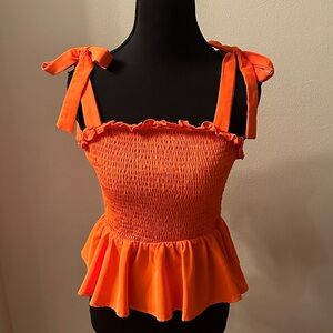 Vibrant Orange Ruffle tank
